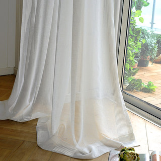 Elizabeth White Semi Sheer Bandes Verticales White Lines Voile Rideau