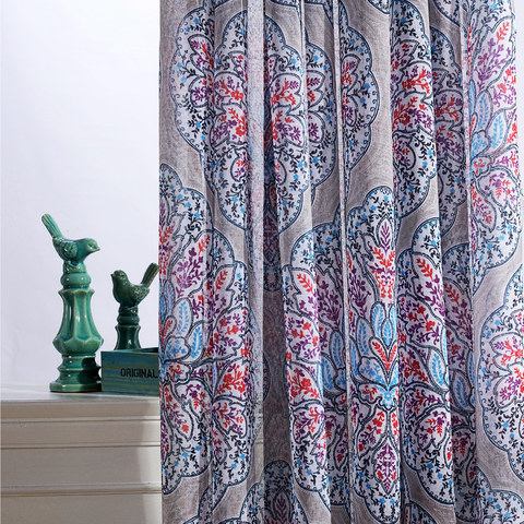 Harmony Lotus Paisley Fleur Bleu Rouge Violet Boho Semi Rideaux voilés 1