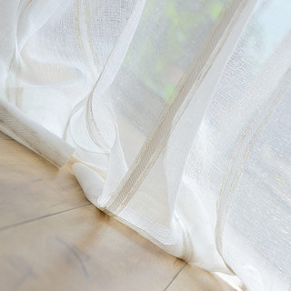 Merlin Vertical White Stripe Crème Voile Rideau 1
