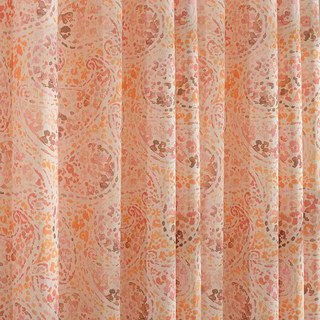 Orange Starburst Paisley Patterned Sheer Voile Rideau 3