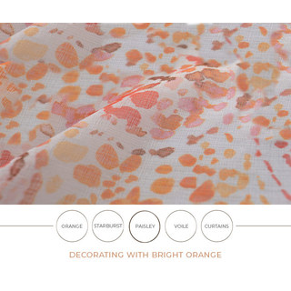 Orange Starburst Paisley Patterned Sheer Voile Rideau 4