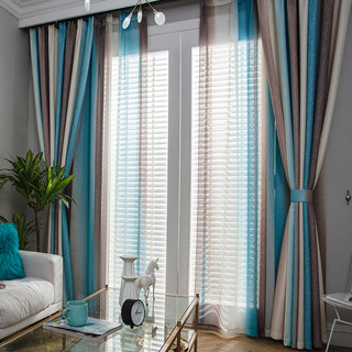 Sea Breeze Cocktail Coconut Shell Brown et Seashore Rideau rayé bleu 2