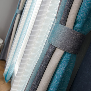 Sea Breeze Cocktail Rock Grey et Beach Blue Rideau rayé 3