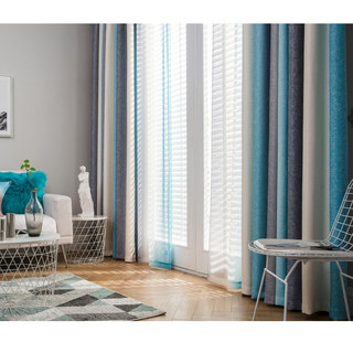 Sea Breeze Cocktail Rock Grey et Beach Blue Rideau rayé 4