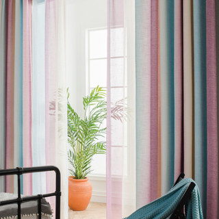 Sea Breeze Cocktail Sea Blue et Tropic Pink Rideau rayé