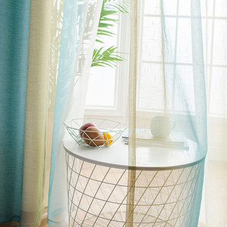 Sea Breeze Cocktail Yellow Beach Sand et Turquoise Sea Striped Sheer Voile Rideau