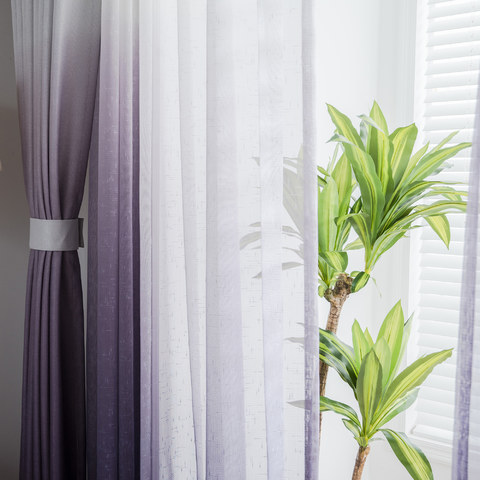 Le mélange parfait Ombre violet Texturé pur rideau voilé 1