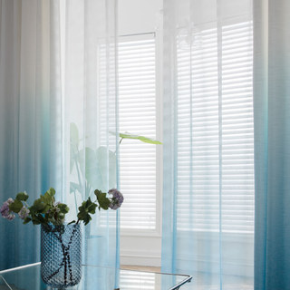 Le mélange parfait Ombre Turquoise Bleu Texturé Sheer Voile Rideau