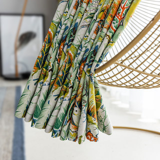 Vibrant Vista Tropical Feuilles et Oiseaux Rideau Multicolore 4