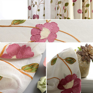 Voyage floral brodé rose Rideaux de la Voile 2