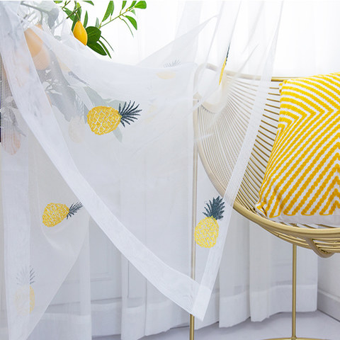 Calypso Ananas tropicaux Brodé Rideau voilé 1