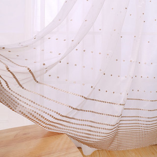 Brodé café brun pointillé Dot Voile Rideau