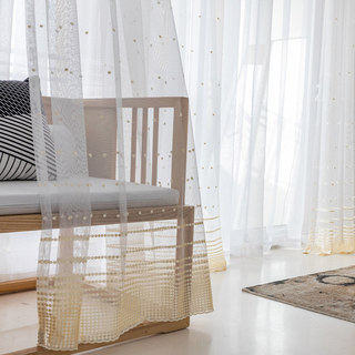 Or brodé pointillé point Sheer Voile Rideau 5