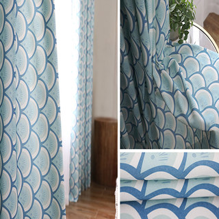 Bonjour Sunshine Modern Art Deco Bleu Rideau Floral 3