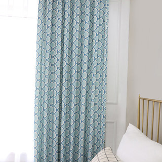 Bonjour Sunshine Modern Art Deco Bleu Rideau Floral