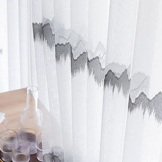 Top Hill Brodé Horizontal Patterned Sheer Voile Rideau 7