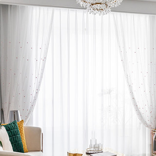 Rose Plus Brodé Pétale Sheer Voile Rideaux 3