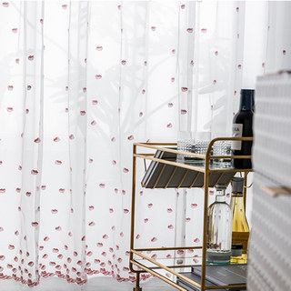 Rose Plus Brodé Pétale Sheer Voile Rideaux 4