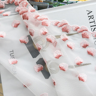 Rose Plus Brodé Pétale Sheer Voile Rideaux 6