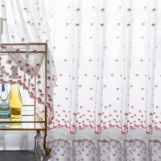 Rose Plus Brodé Pétale Sheer Voile Rideaux