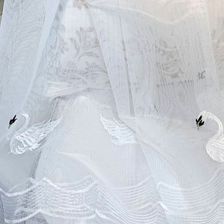 Rideaux de la Voile avec des cygnes blancs brodés 6