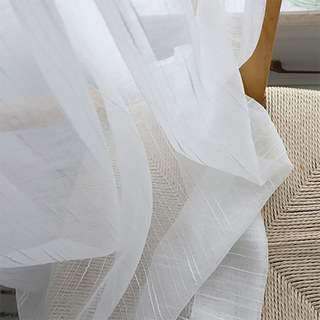 Le nouveau Rideaux Voile Blanc Neutre avec une texture rayée exquise 6