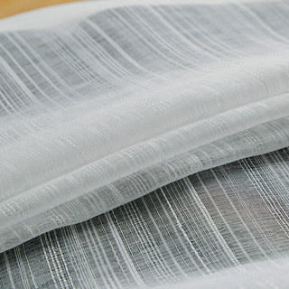 Clarté blanc d'ivoire blanc rayé clair Voile Rideaux 6