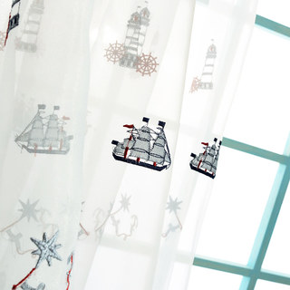 Ahoy Brodé Nautique Sheer Voile Rideau