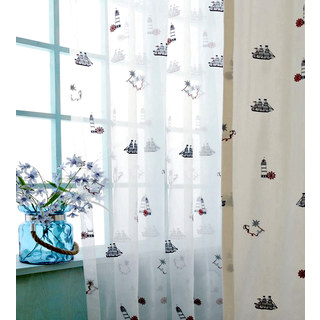Ahoy Brodé Nautique Sheer Voile Rideau 2