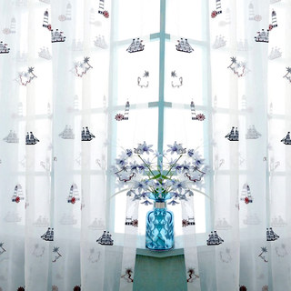 Ahoy Brodé Nautique Sheer Voile Rideau 4
