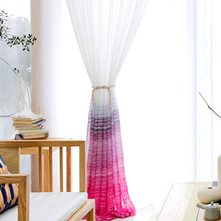 Brush Strokes Pink Sheer Voile Rideaux