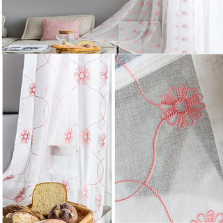 Flora Rose Daisy Trellis Brodé Sheer Voile Rideau 3