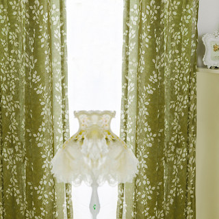 Pascal Olive Vert Imprimé de la vigne Rideau Semi Sheer Voile 3