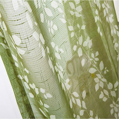 Pascal Olive Vert Imprimé de la vigne Rideau Semi Sheer Voile 1