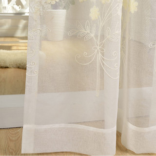 Banquet de fleurs blanc Floral 3D brodé Rideau voilé 2