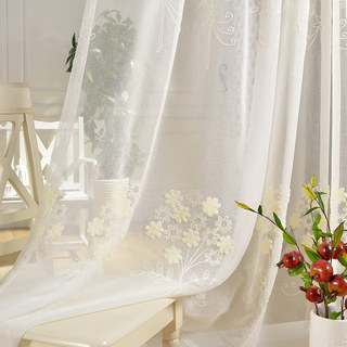 Banquet de fleurs blanc Floral 3D brodé Rideau voilé 1