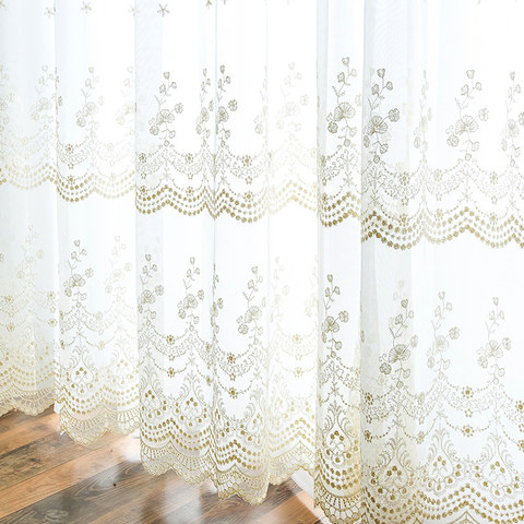 Royally Gold Intricate Détails Brodé Sheer Voile Rideau 1