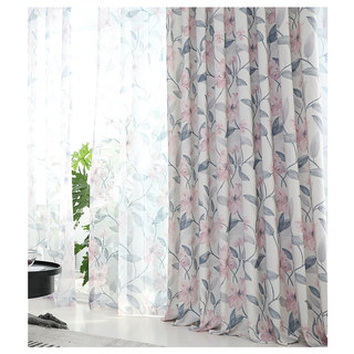 Printemps Bloom Floral rose et foliage Imprimé Sheer Voile Rideaux 4