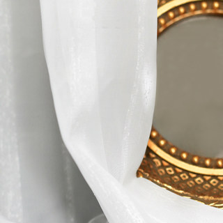 Toucher une Harpe blanc soyeux Chiffon rayé Rideau voilé 9