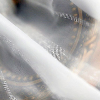 Toucher une Harpe blanc soyeux Chiffon rayé Rideau voilé 1