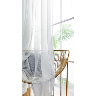 Ivoire Demi Impression H Houndstooth Jacquard Tulle Voile Rideau 6