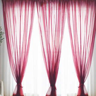 Red Burgundy Soft Sheer Voile Rideau 2