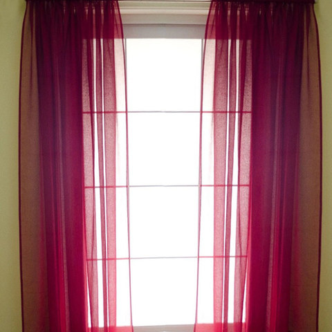 Red Burgundy Soft Sheer Voile Rideau 1
