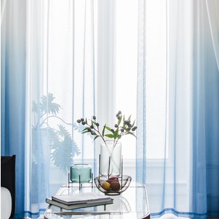 Le mélange parfait Ombre Saphir Bleu Texturé Sheer Voile Rideau