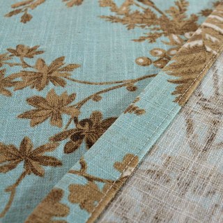 Pays français Retro Bleu et Brun Magpie Bird Rideau floral de Fern 6
