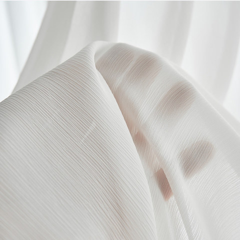 Pinstripes blanc broyé Voile Sheer Rideau 1