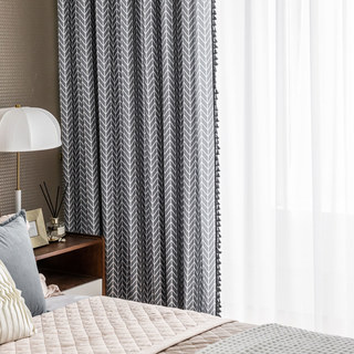 Shard Mid Century Moderne Charcoal Gris Chevron Rideau du Herringbone 5