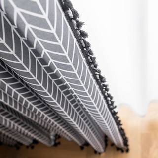 Shard Mid Century Moderne Charcoal Gris Chevron Rideau du Herringbone 8