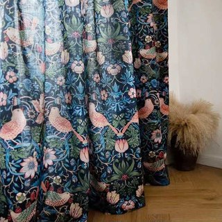 Voleur de fraises William Morris Rideau de style de jute bleu marine