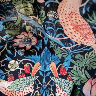 Voleur de fraises William Morris Rideau de style de jute bleu marine